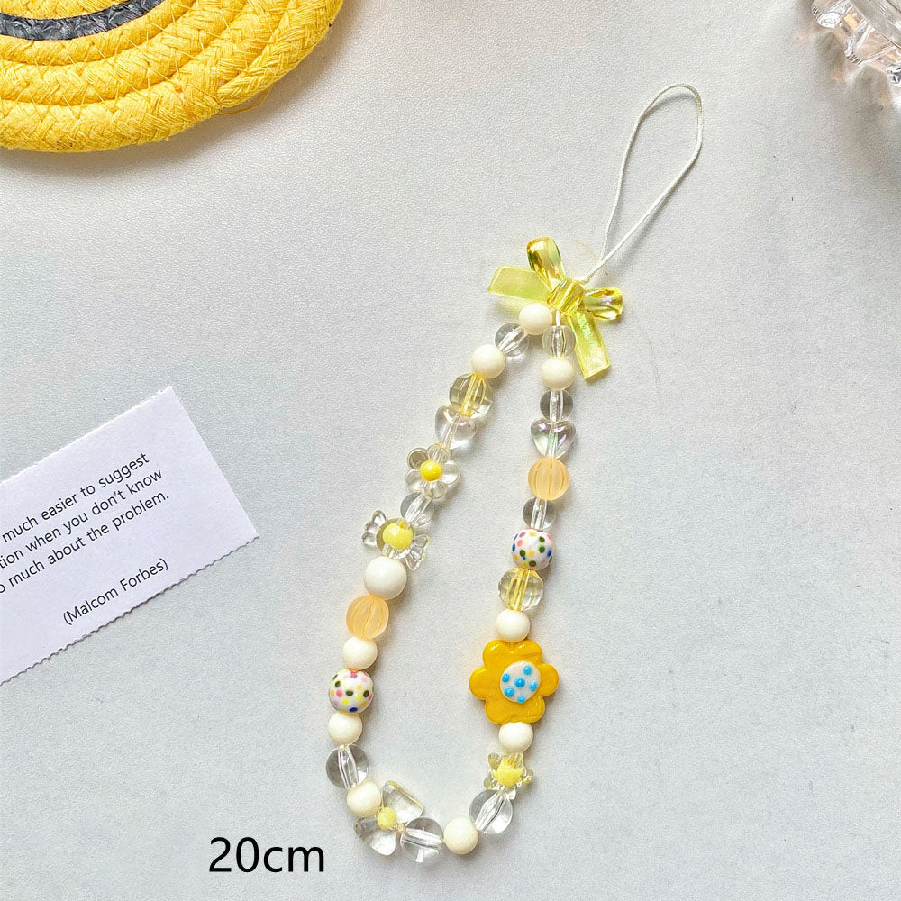 Beaded Flower Mobile Phone Lanyard Jewelry Accessories