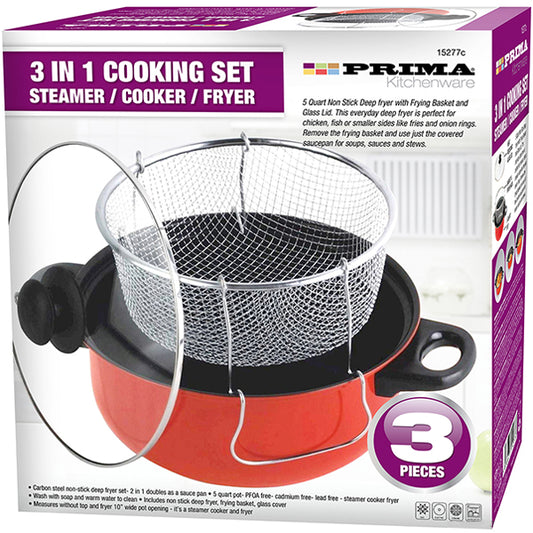 Prima 3-In-1 Steamer Cooker & Fryer Cooking Set