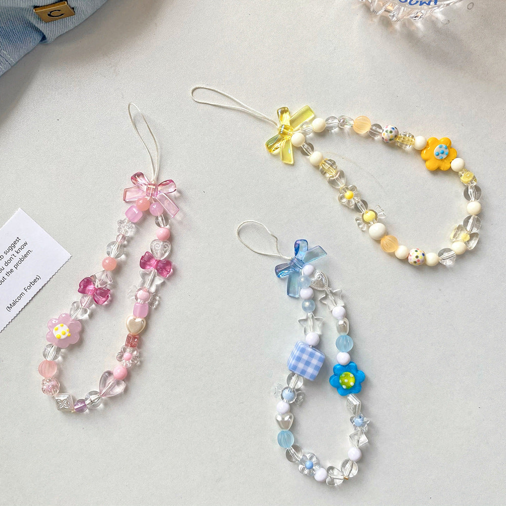 Beaded Flower Mobile Phone Lanyard Jewelry Accessories